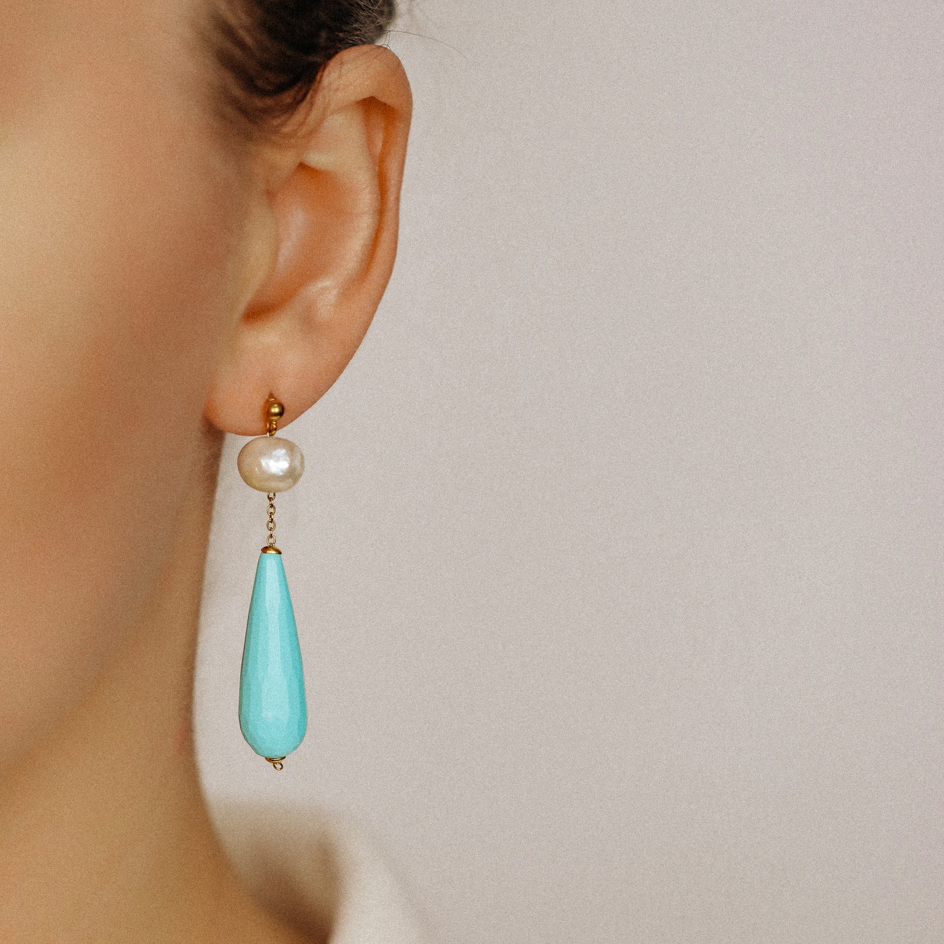 Pearl Earrings Drop Turquoise Earrings Long Pearl Earrings Light Blue Jewelry Dangle Pearl Earrings Mother's Day Gift