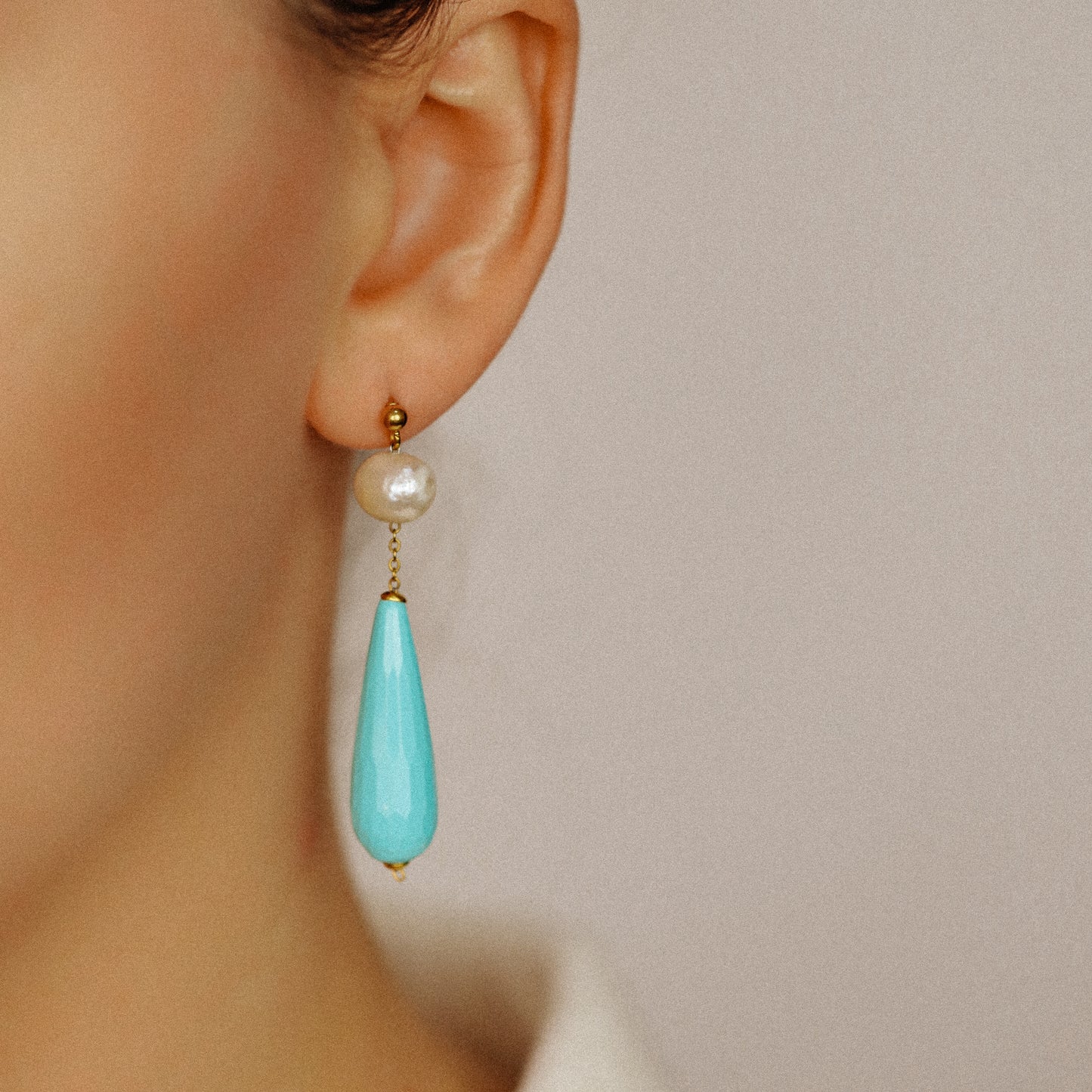 Pearl Earrings Drop Turquoise Earrings Long Pearl Earrings Light Blue Jewelry Dangle Pearl Earrings Mother's Day Gift