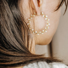 Load image into Gallery viewer, Dainty Pearl Hoop Earrings • Freshwater Pearl Earrings • Silver • Gold • Rose Gold • BYSDMJEWELS
