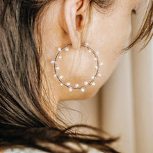 Load image into Gallery viewer, Dainty Pearl Hoop Earrings • Freshwater Pearl Earrings • Silver • Gold • Rose Gold • BYSDMJEWELS
