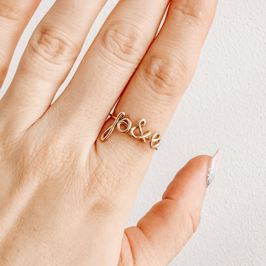 custom two letter ring minimalist personalized initials jewelry
