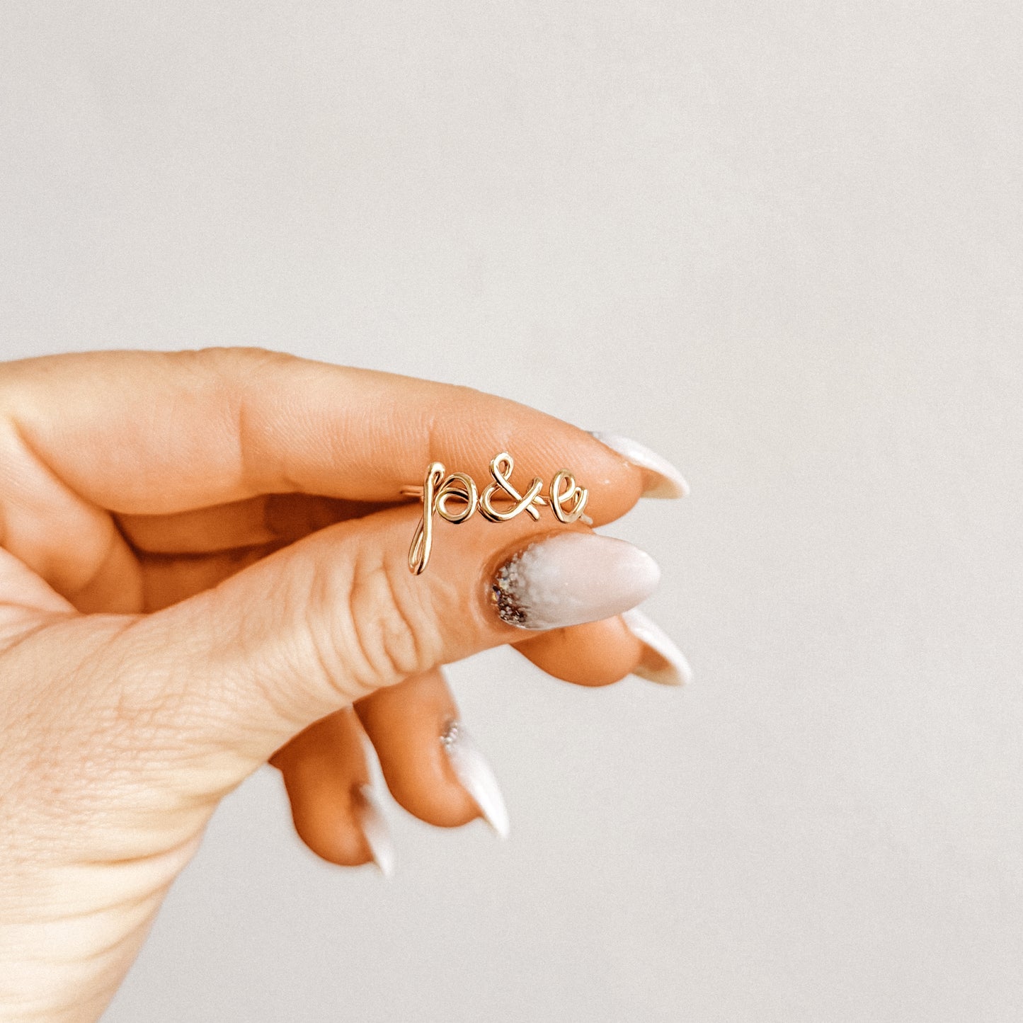 personalized initials ring handmade adjustable delicate wire ring