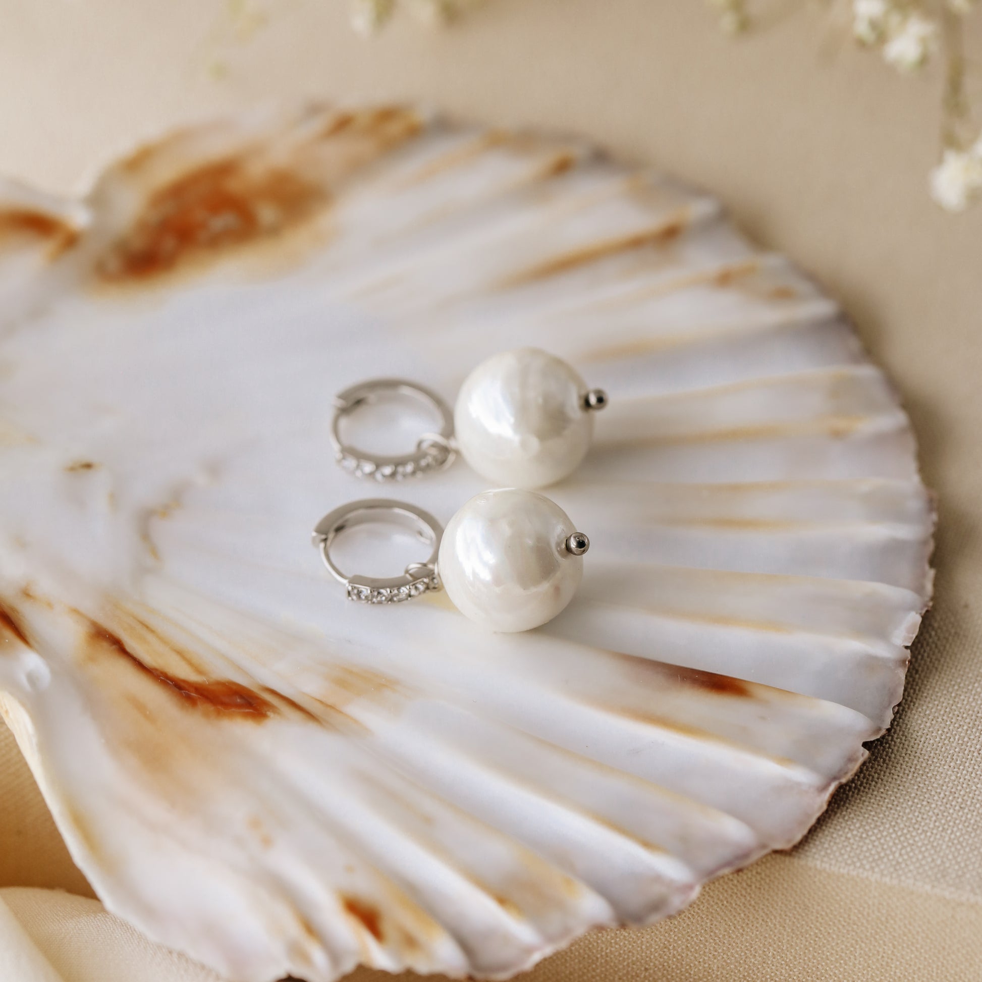 Pearl Earrings, Diamond Pearl Hoop Earrings, Pearl Dangle Earrings, Gold Huggie Earrings, Wedding Earrings, Bridal Earrings