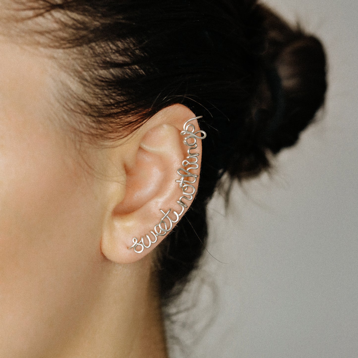 Personalized Sterling Silver Ear Climber Earrings: Custom Ear Cuff