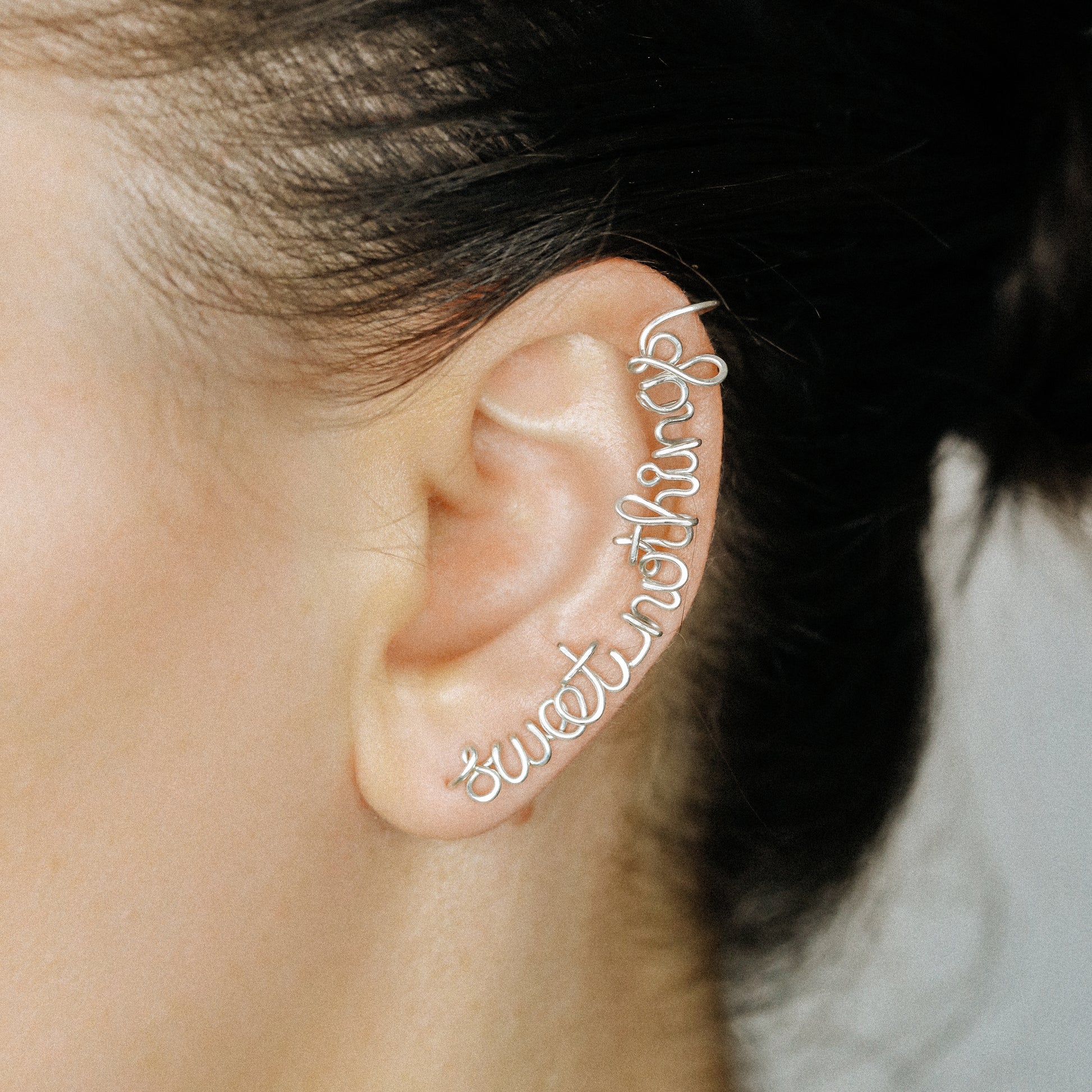 Personalized Sterling Silver Ear Climber Earrings: Custom Ear Cuff