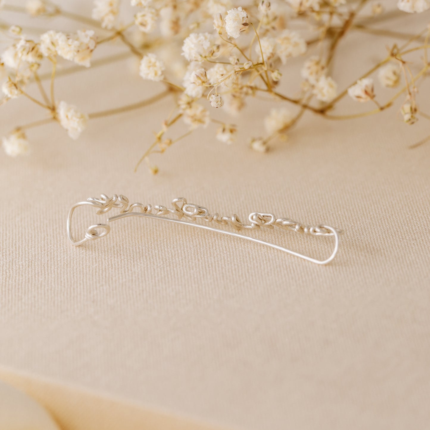 Personalized Sterling Silver Ear Climber Earrings: Custom Ear Cuff