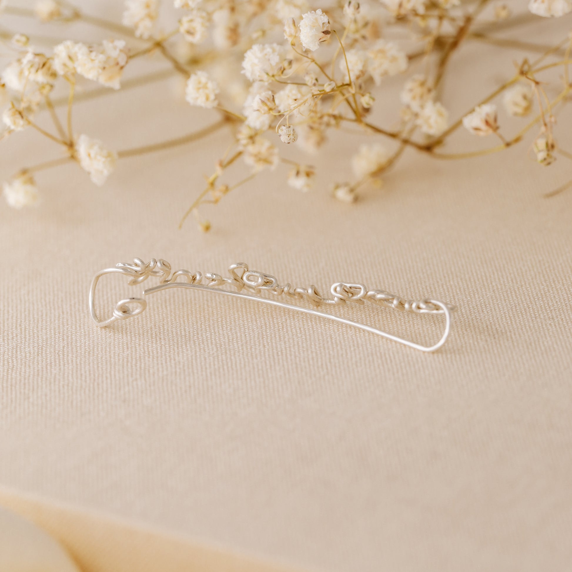Personalized Sterling Silver Ear Climber Earrings: Custom Ear Cuff