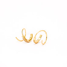 Load image into Gallery viewer, Double Hoop Earrings • Only 1 Piercing needed • Paved Spiral Earrings, Gold • BYSDMJEWELS
