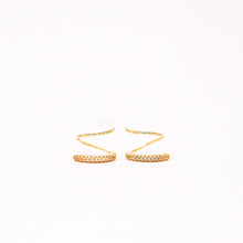Load image into Gallery viewer, Double Hoop Earrings • Only 1 Piercing needed • Paved Spiral Earrings, Gold • BYSDMJEWELS
