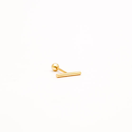 Bar Screw Back Earrings • Stick Piercing Earrings • Gold • Silver