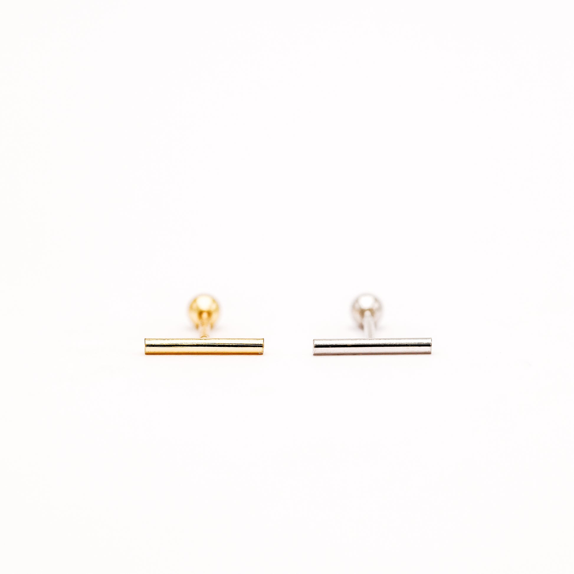 Bar Screw Back Earrings • Stick Piercing Earrings • Gold • Silver