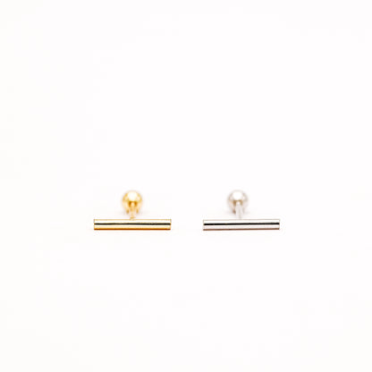 Bar Screw Back Earrings • Stick Piercing Earrings • Gold • Silver