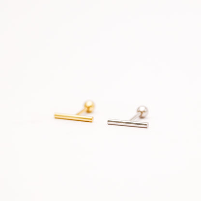 Bar Screw Back Earrings • Stick Piercing Earrings • Gold • Silver