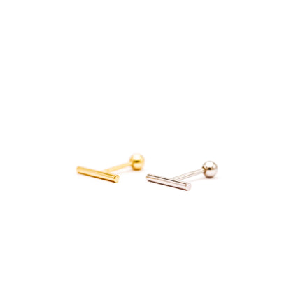 Bar Screw Back Earrings • Stick Piercing Earrings • Gold • Silver