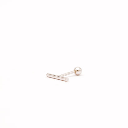 Bar Screw Back Earrings • Stick Piercing Earrings • Gold • Silver