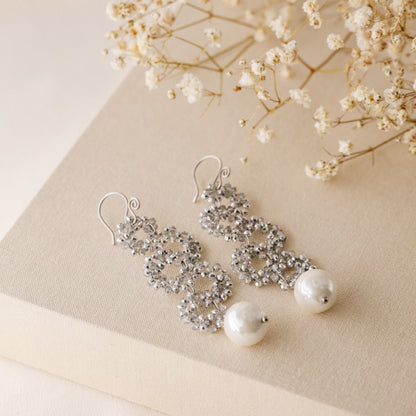 Silver Sparkly Beaded Earrings
