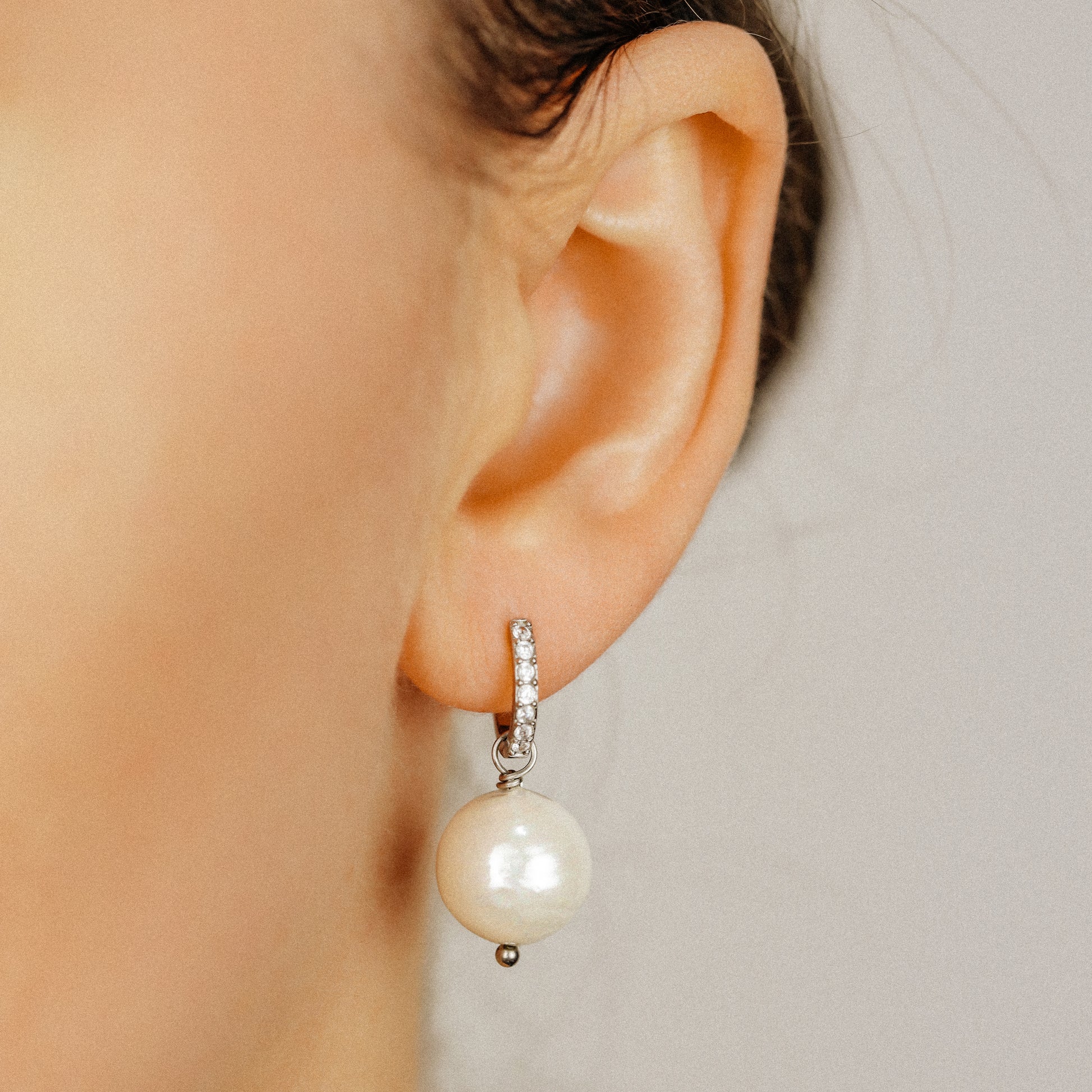 Pearl Earrings, Diamond Pearl Hoop Earrings, Pearl Dangle Earrings, Gold Huggie Earrings, Wedding Earrings, Bridal Earrings