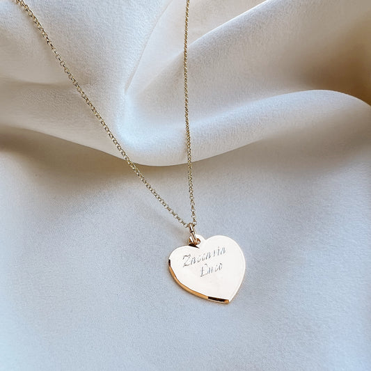 Custom Heart Name Necklace – Engraved Pendant in Sterling Silver, Gold or Rose Gold – Meaningful Gift for Mom, Wife, or Loved One