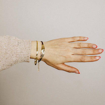 Golden Feather Bracelet with Brown Cord, Handmade Boho Jewelry, BYSDMJEWELS