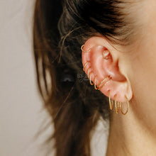 Load image into Gallery viewer, Helix Earring Cartilage Piercing Diamond Cut Helix Hoop Silver Helix Hoop Earrings Helix Top Ear Earring Tragus Earring Gold Conch Earring
