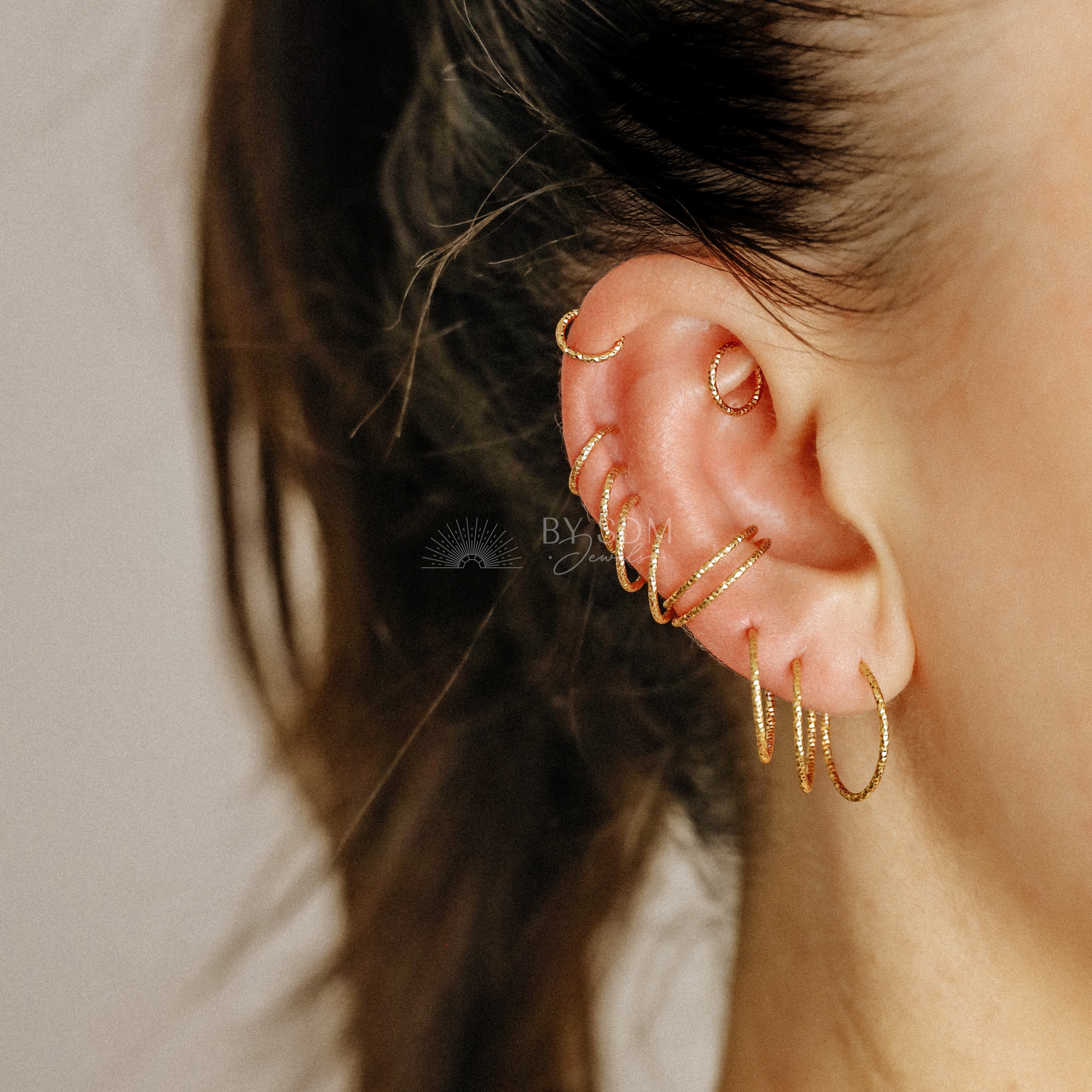 Hoop earring for hot sale top of ear