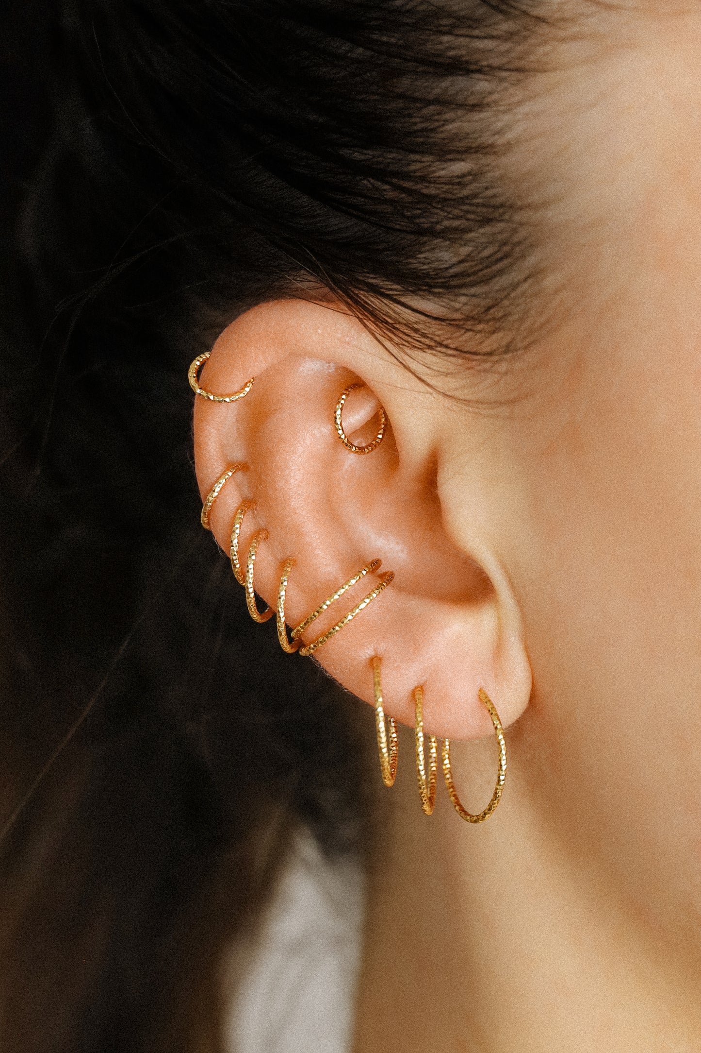 Diamond Cut Helix Hoop - Tiny Cartilage Earring - Endless Ring Hoops