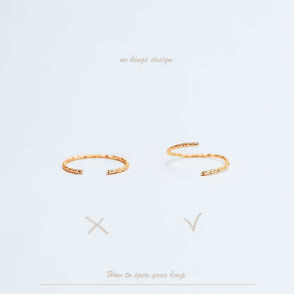 Diamond Cut Helix Hoop - Tiny Cartilage Earring - Endless Ring Hoops