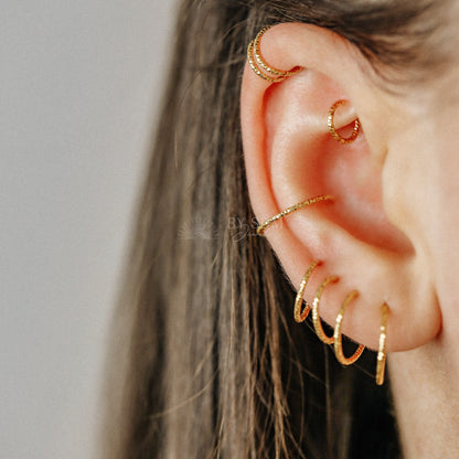 Helix Earring Cartilage Piercing Diamond Cut Helix Hoop Silver Helix Hoop Earrings Helix Top Ear Earring Tragus Earring Gold Conch Earring