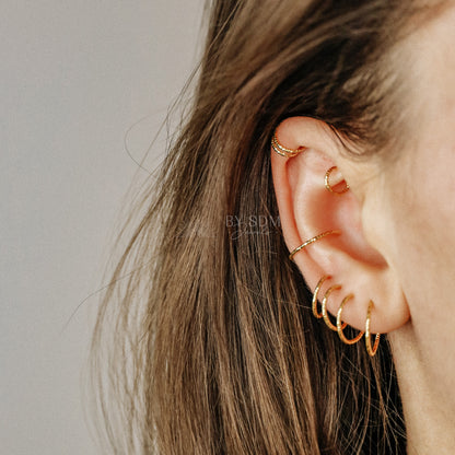 Helix Earring Cartilage Piercing Diamond Cut Helix Hoop Silver Helix Hoop Earrings Helix Top Ear Earring Tragus Earring Gold Conch Earring