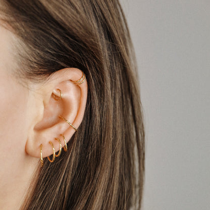 Diamond Cut Helix Hoop - Tiny Cartilage Earring - Endless Ring Hoops