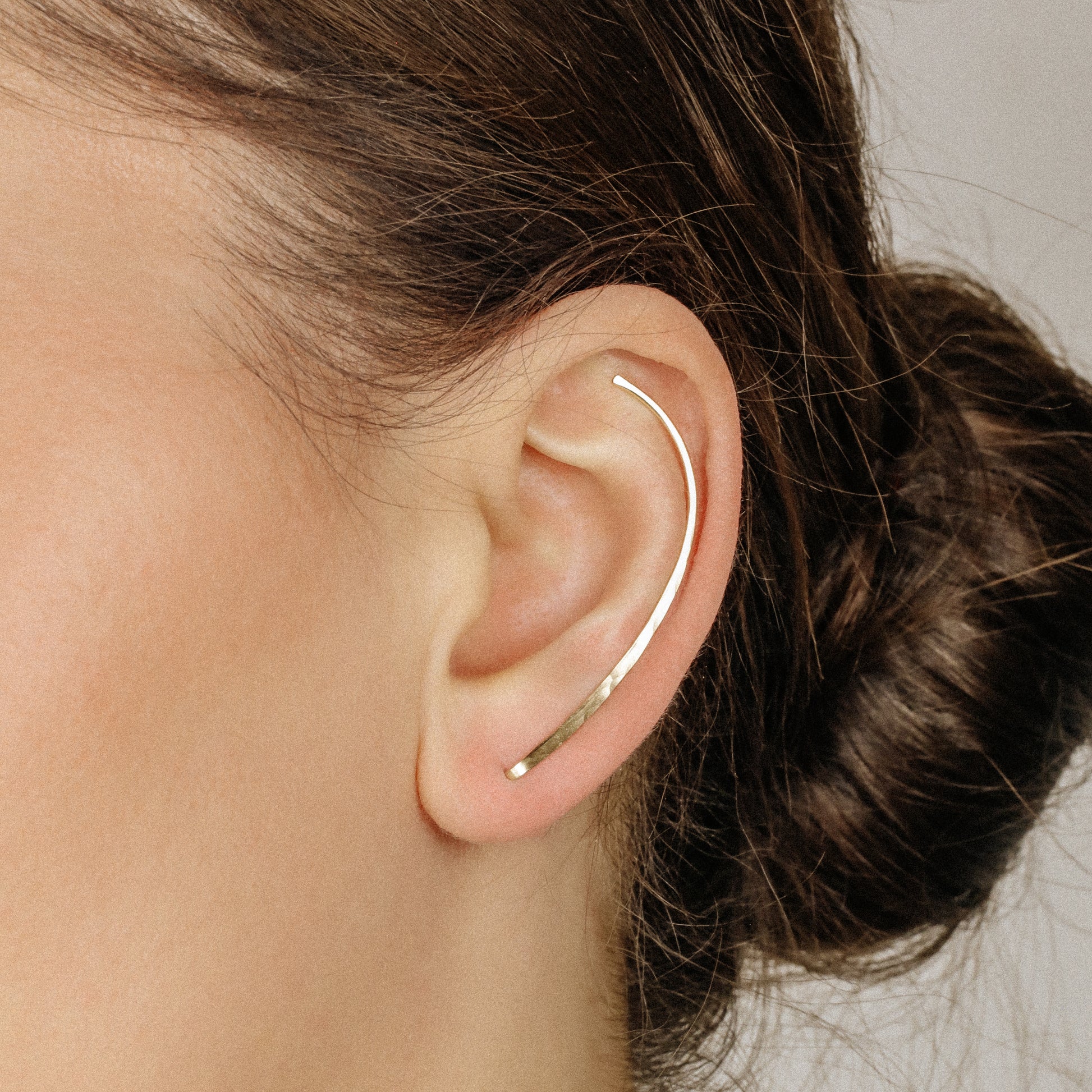 50 mm Dainty Long Ear Climbers, Ear Crawler, Gold Ear Cuff, Bar Ear Climber Silver Sweep Ear Pins Rose Gold Hammered Ear Climber Earrings