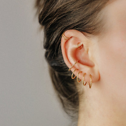 Helix Earring Cartilage Piercing Diamond Cut Helix Hoop Silver Helix Hoop Earrings Helix Top Ear Earring Tragus Earring Gold Conch Earring