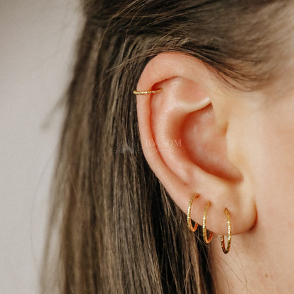 Helix Earring Cartilage Piercing Diamond Cut Helix Hoop Silver Helix Hoop Earrings Helix Top Ear Earring Tragus Earring Gold Conch Earring