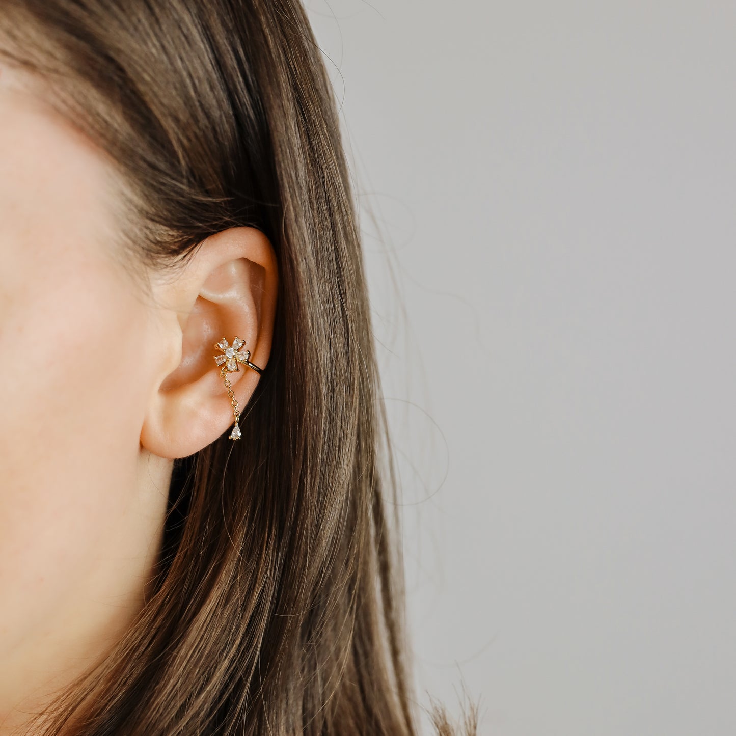 CZ Flower Conch Ear Cuff