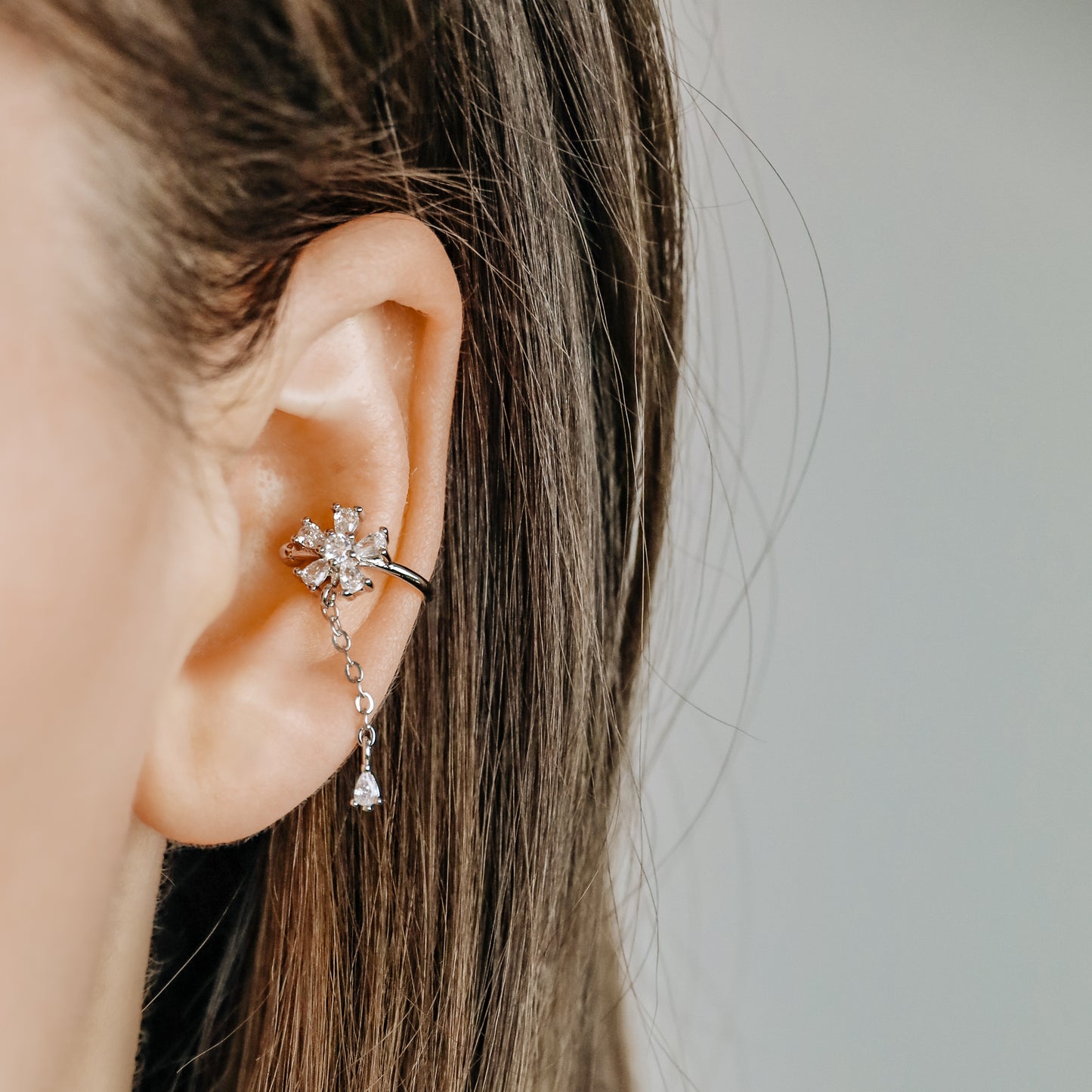 CZ Flower Conch Ear Cuff