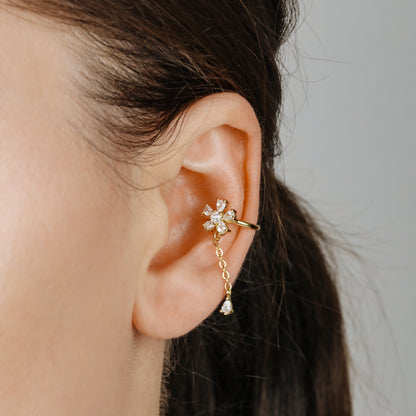 CZ Flower Conch Ear Cuff