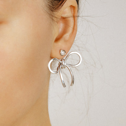Bow Earring Jackets – Sterling Silver Studs, Lightweight Statement Jewelry