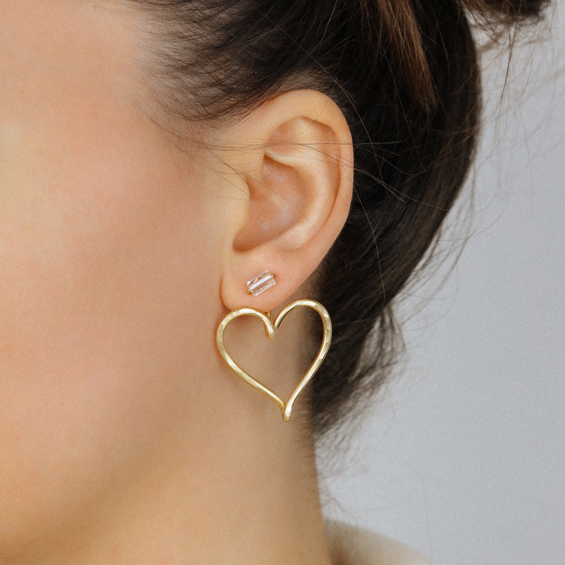 Open Heart Earring Jackets - Heart Front Back Earrings with Dainty Studs - By SDM Jewels