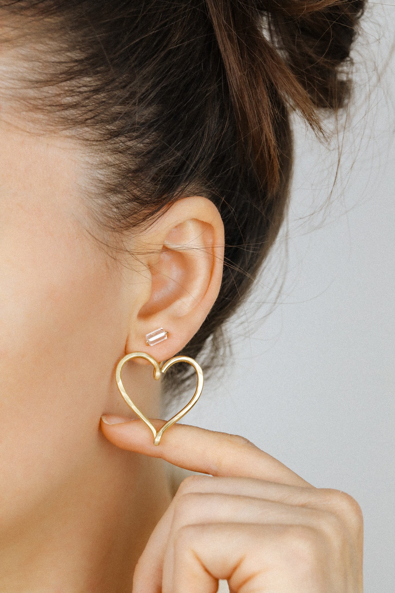 Open Heart Earring Jackets - Heart Front Back Earrings with Dainty Studs - BySDM Jewels