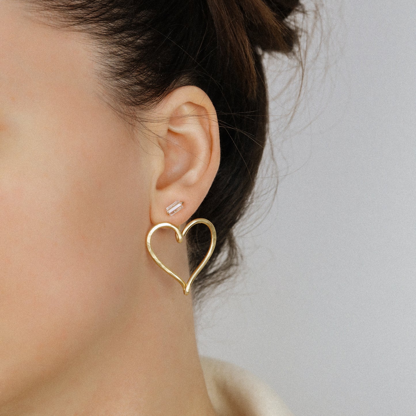 Open Heart Earring Jackets - Heart Front Back Earrings with Dainty Studs - By SDM Jewels