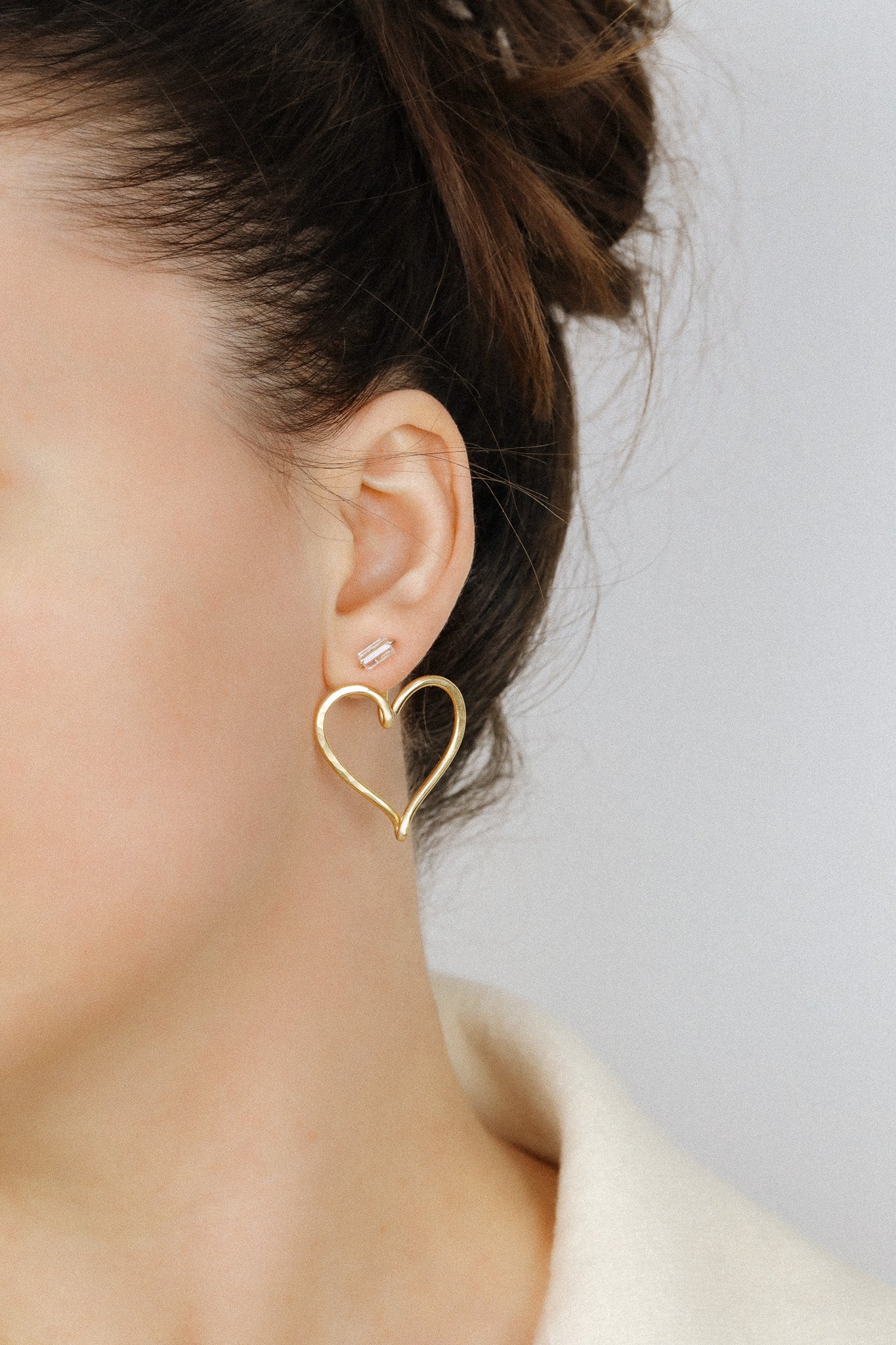 Open Heart Earring Jackets - Heart Front Back Earrings with Dainty Studs - BySDM Jewels