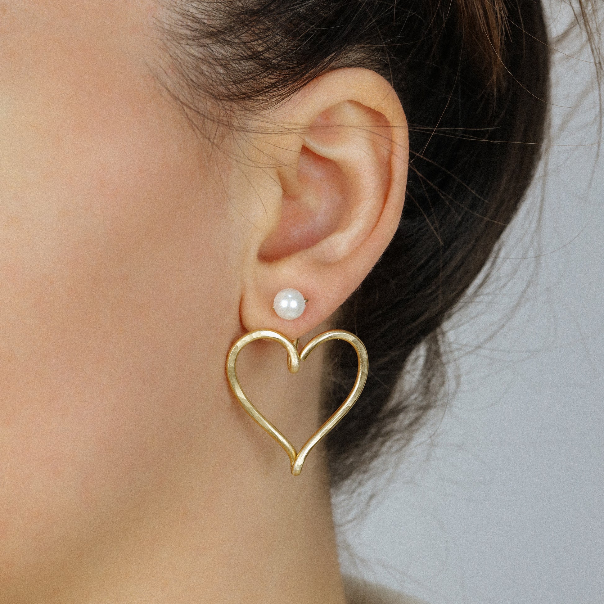 Open Heart Earring Jackets - Heart Front Back Earrings with Dainty Studs - By SDM Jewels