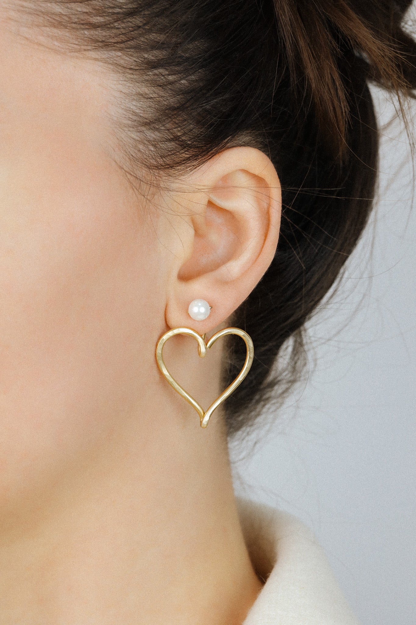 Open Heart Earring Jackets - Heart Front Back Earrings with Dainty Studs - BySDM Jewels