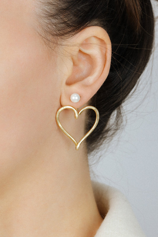 Open Heart Earring Jackets - Heart Front Back Earrings with Dainty Studs - BySDM Jewels