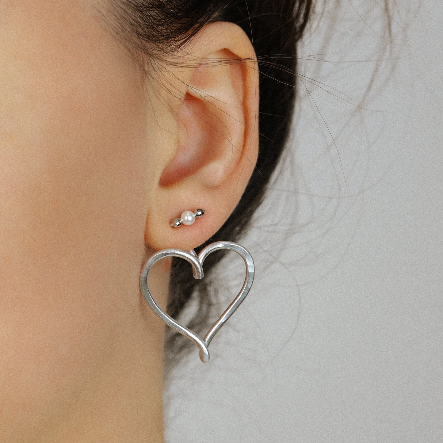 Open Heart Earring Jackets - Heart Front Back Earrings with Dainty Studs - By SDM Jewels