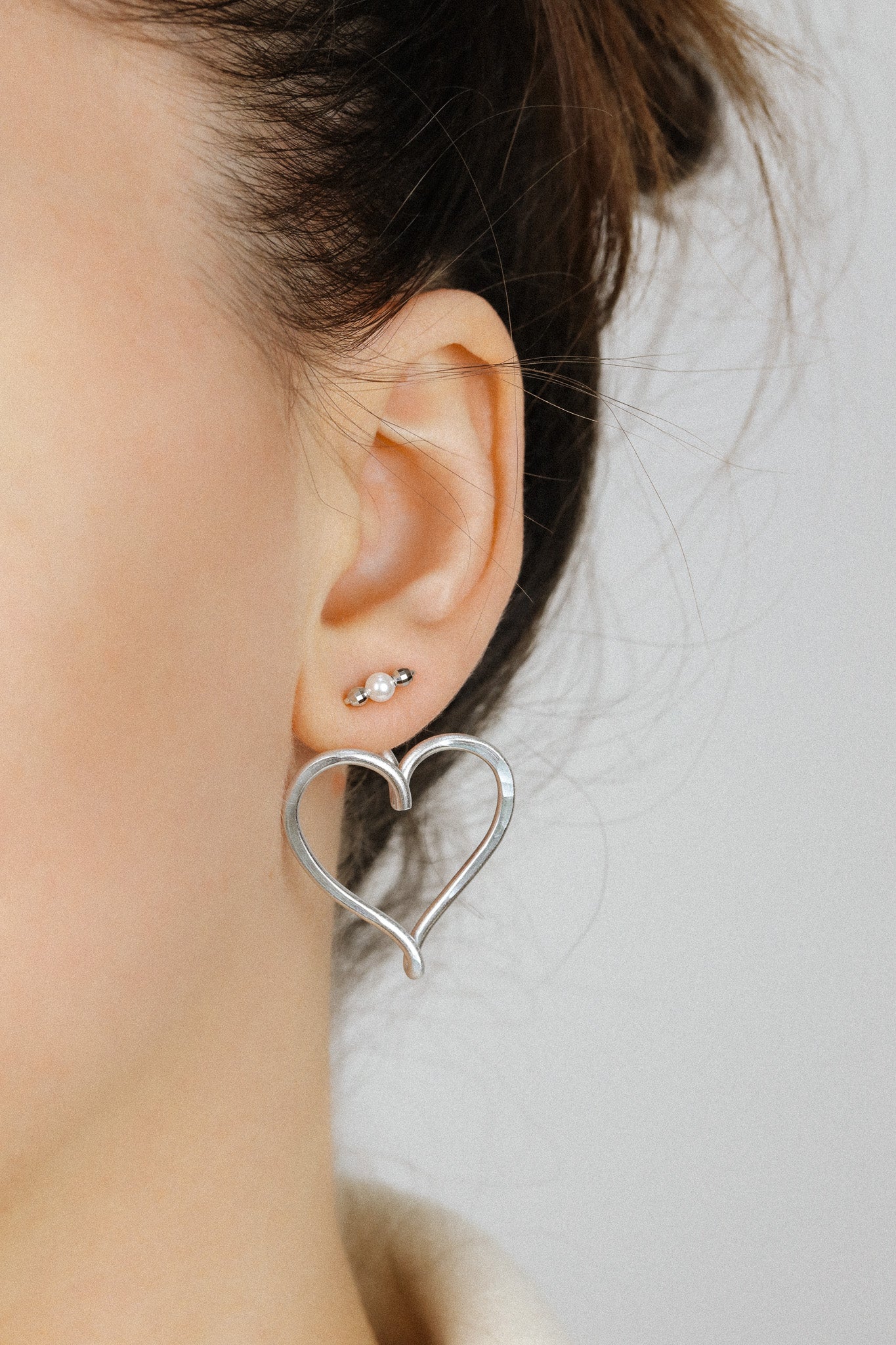 Open Heart Earring Jackets - Heart Front Back Earrings with Dainty Studs - BySDM Jewels