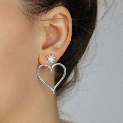 Open Heart Earring Jackets - Heart Front Back Earrings with Dainty Studs - By SDM Jewels