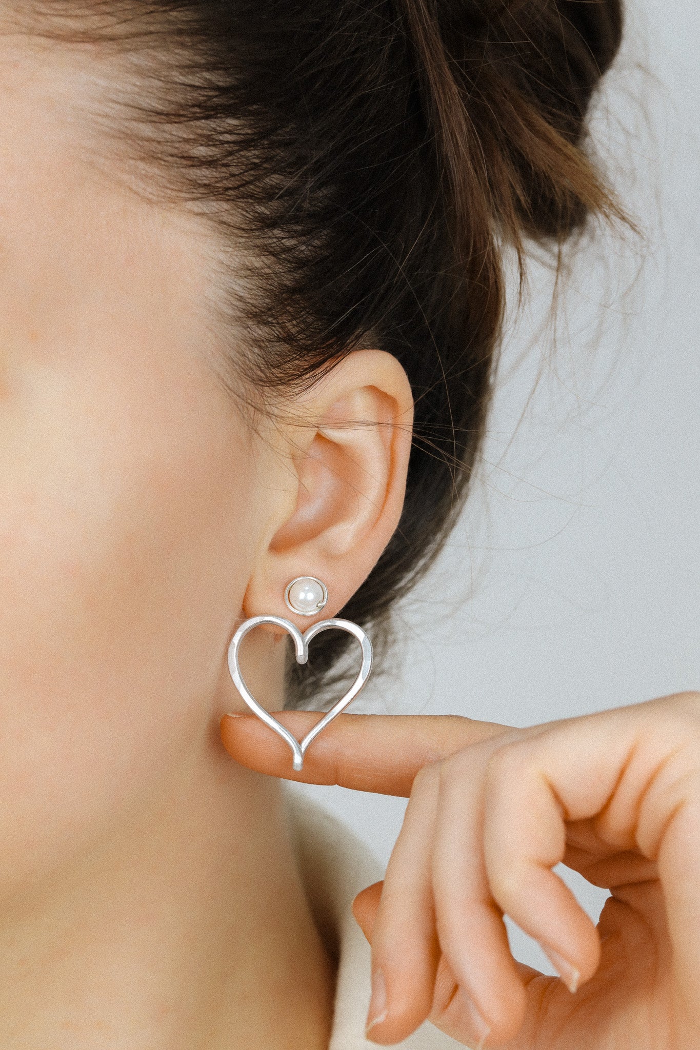 Open Heart Earring Jackets - Heart Front Back Earrings with Dainty Studs - BySDM Jewels