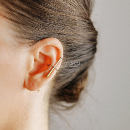 Gold Ear Cuff • Cartilage Ear Bar • No Pierce Ear Cuff • Ear Climber Bar • Cartilage Ear Cuff • Silver Ear Bar • Conch Minimalist Ear Cuff