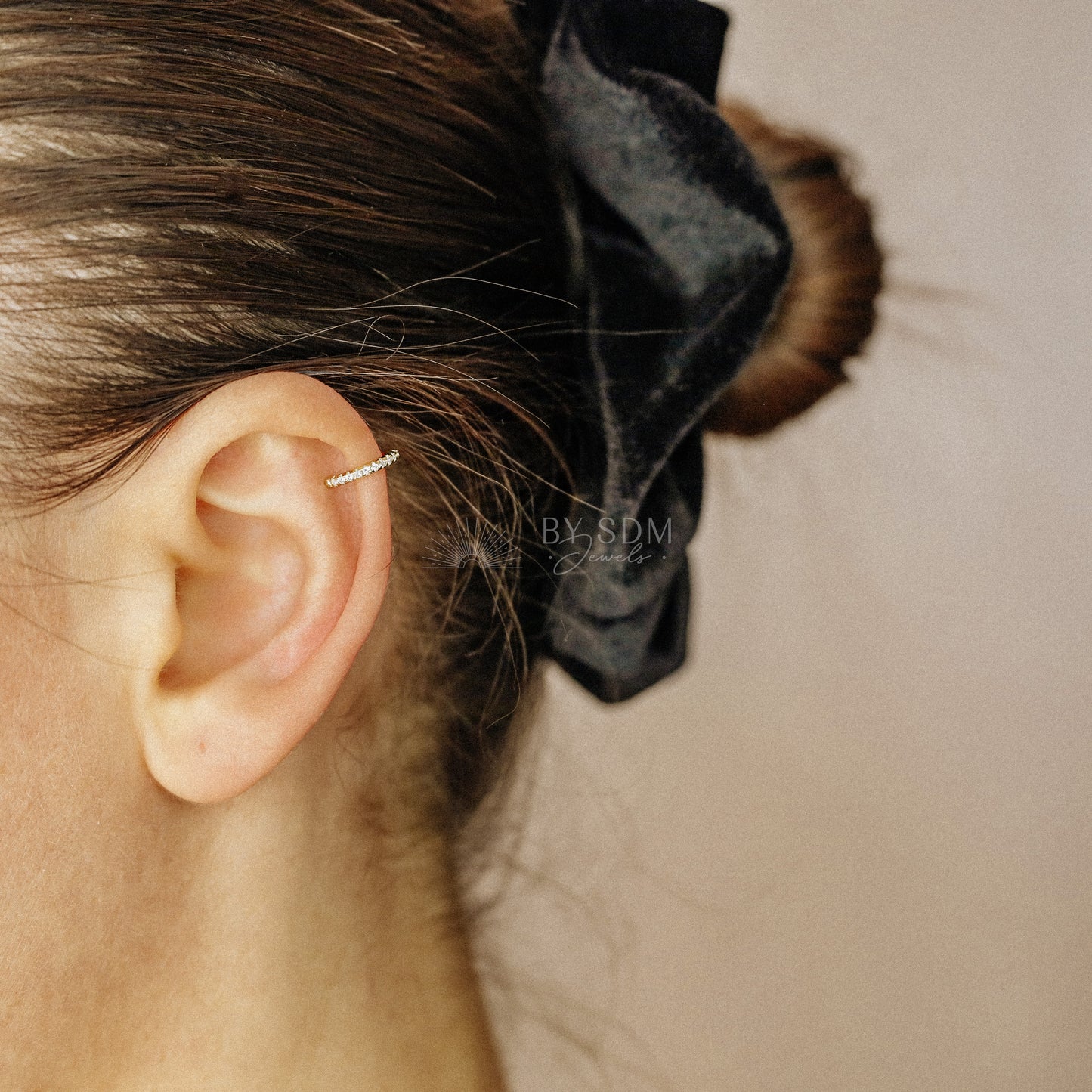 Simple CZ Ear Cuff • No Piercing is Needed, Gold, Silver • BYSDMJEWELS